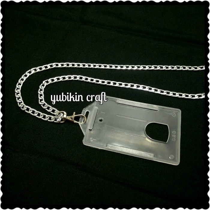 

1 Piece Lanyard Tali Id Card Rantai Aluminium 80Cm Warna Silver Promo Terbaru
