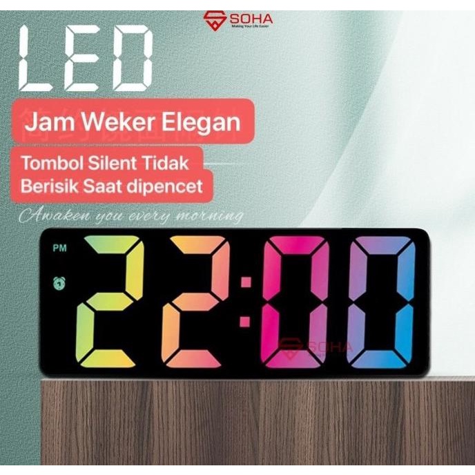 

JD-09 Jam Digital LED Warna Rainbow / Jam Alarm Design Simple & Elegan