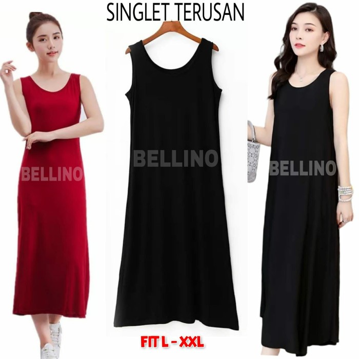 Inner Kaos Oblong Wanita Singlet Lekbong Panjang Dalaman Gamis Dress Promo Terbaru