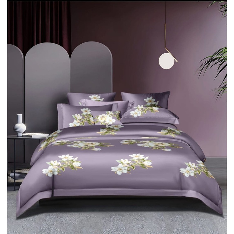 Kain Katun Meteran Motif Bunga Lily Ungu Katun Jepang