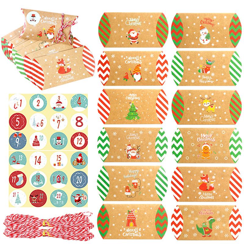 

24Set R Bag Natal Stiker Tali / Kantong Kemasan Kertas Natal / R Box Natal / Goodie Bag