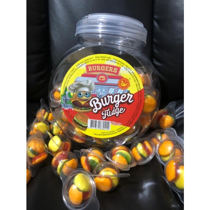 

Burgers Jelly Burger Toples / Permen Viral Jeli Burger Bola Toples 50p Best Seller