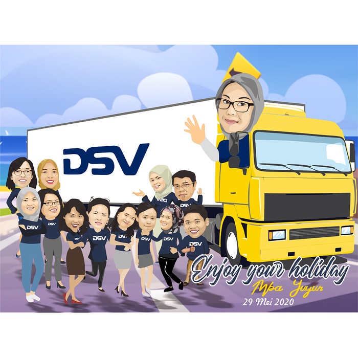 Paket Karikatur A3 17 Wajah Custom Vector+Pigura Promo Terbaru