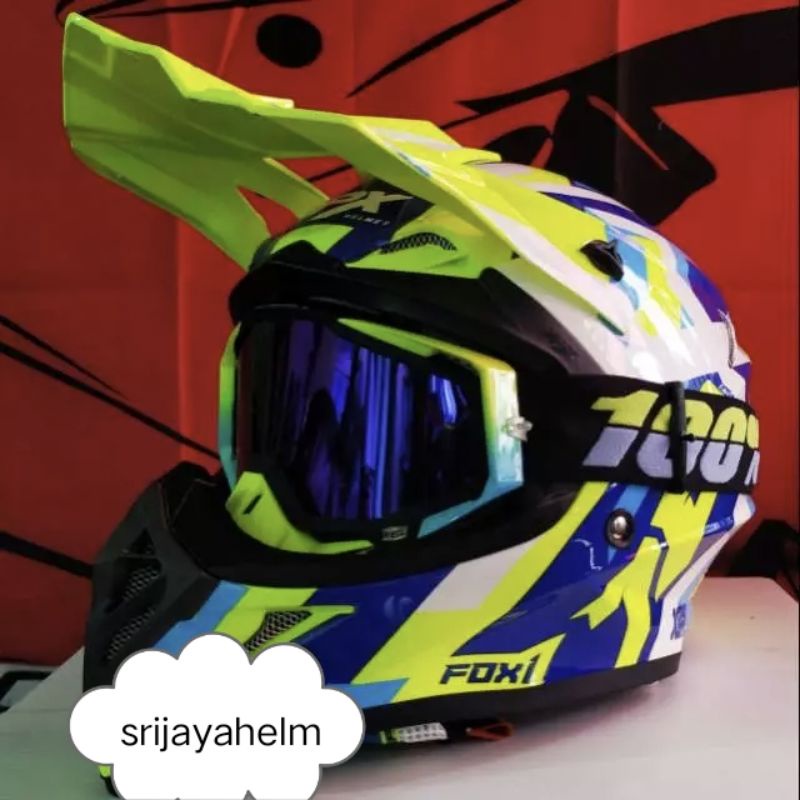 HELM JPX FOX-1 X29 YELOW PAKET GOGLE 100%