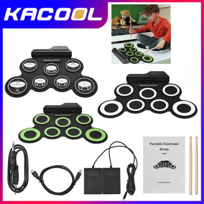 Ready Stok - Drum Elektronik Portable Digital Drum 7 Drum Pad Silicone Drum Pad Kit