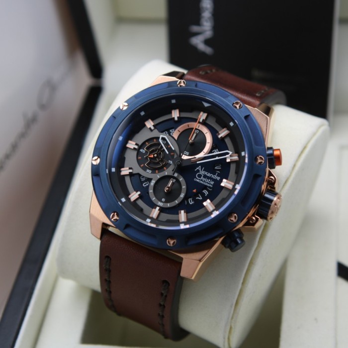 ✨Ready Jjam Tangan Alexandre Christie Ac 6506 Ac6506 Blue Rosegold Original Berkualitas