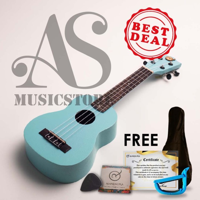 Ukulele - Terlaris Ukulele Mandalika Soprano Biru Original Murah