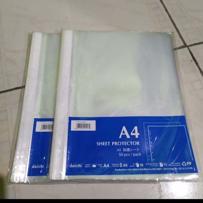 

New Pp Pocket / Sheet Protector Daiichi Uk. A4 Per Set Isi 50 Lbr Diskon