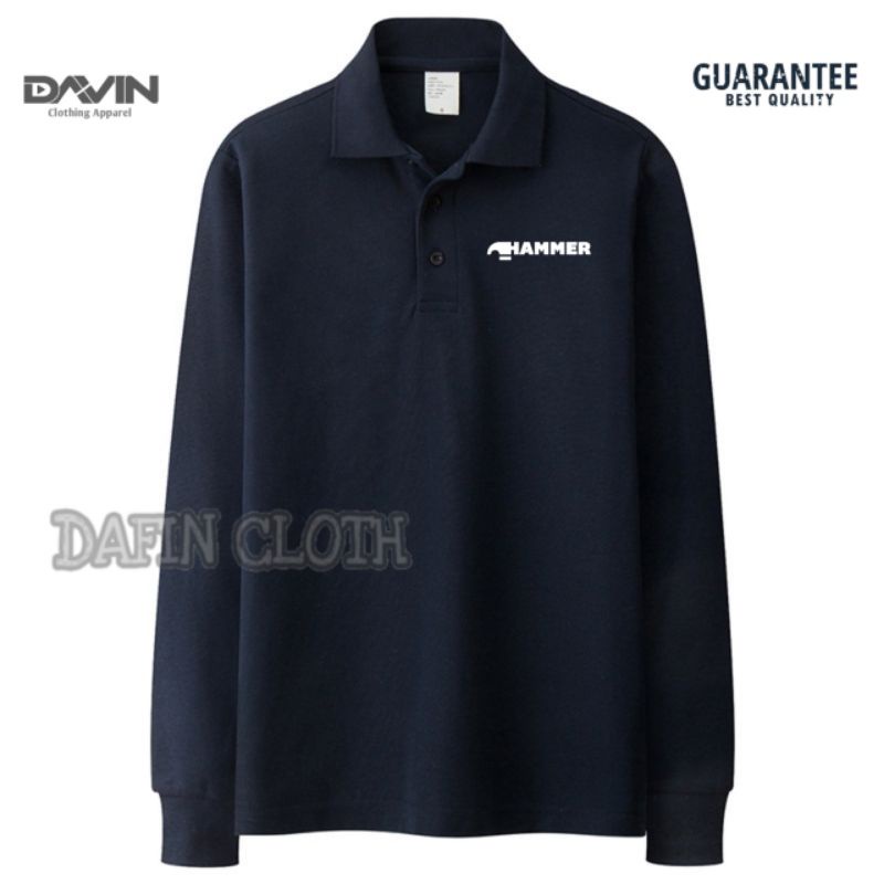 Kaos Kerah Pria Polo shirt Lengan Panjang Emblem Hammer