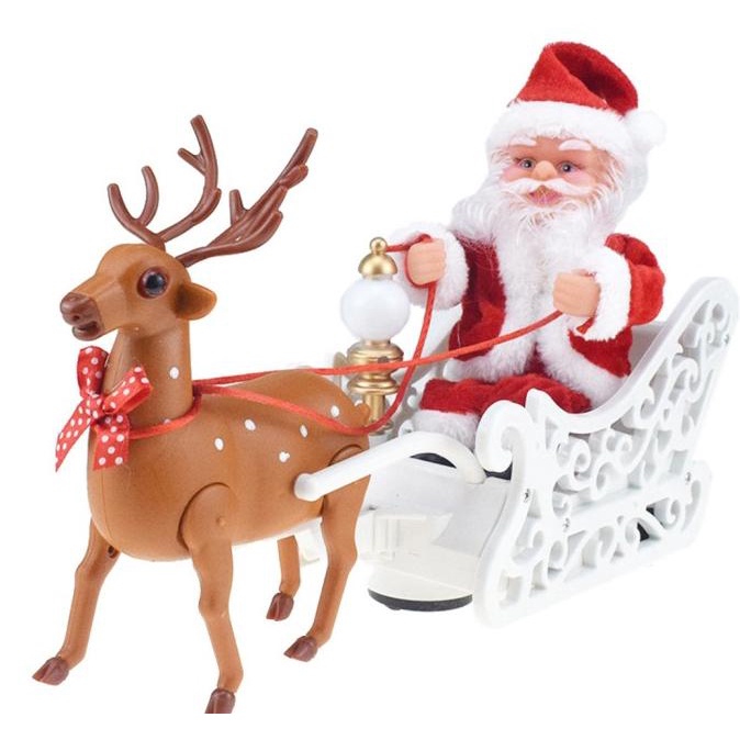 Diskon  Promo Murah Mainan Boneka Santa Claus Kereta Salju Elektrik Gerak Lampu Musik 20Cm - Terlari