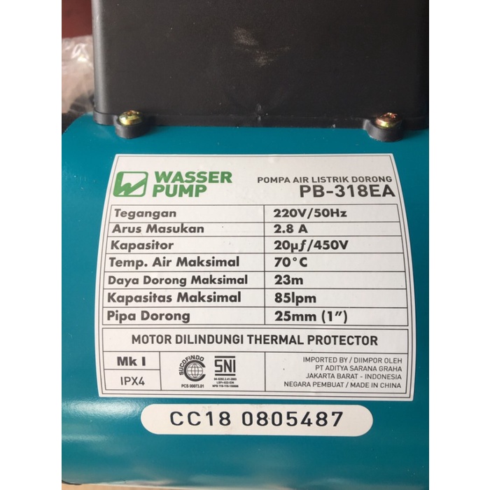 Terbaru Pompa Boster Wasser Pb 318 Ea Pompa Pendorong Free Ongkir