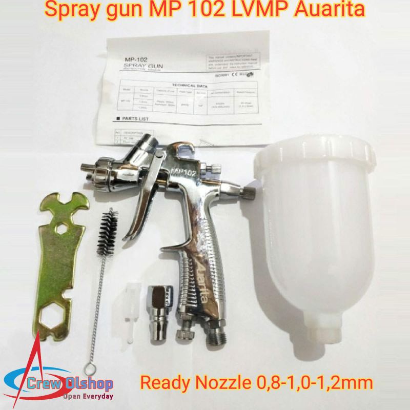 Spray Gun Auarita MP102 Mini LVMP Nozzle 1,0mm 1,2mm dan 0,8mm