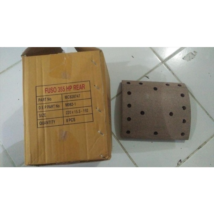 Cod Kampas Brake Lining Belakang Rem Fuso Ganjo 355Hp Ntb M062-1 Pc Paku Kode Hm204