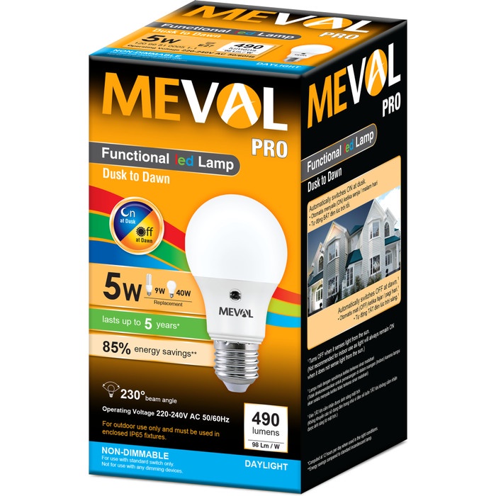 MEVAL LED PHOTO SENSOR 5W - PUTIH