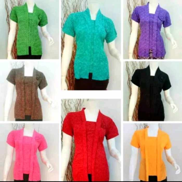 Atasan Kebaya Kutubaru Katun Modern Emboss Seragam Kantor Nikah Pendek