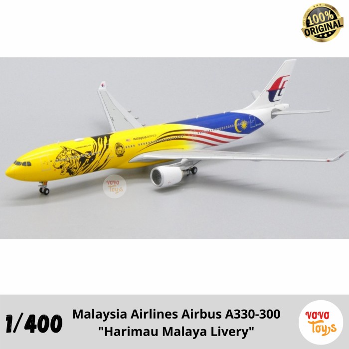 MINIATUR PESAWAT 1/400 MALAYSIA AIRLINES AIRBUS A330 HARIMAU JC WINGS