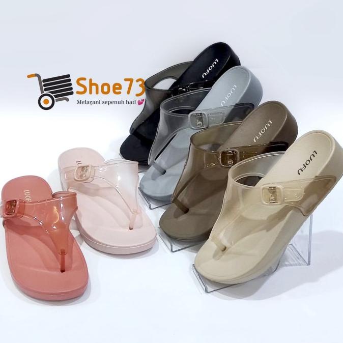 CR - LUOFU E 7154 T-BW. SIZE 36-40 l Sandal jepit jelly transparan wanita SDL