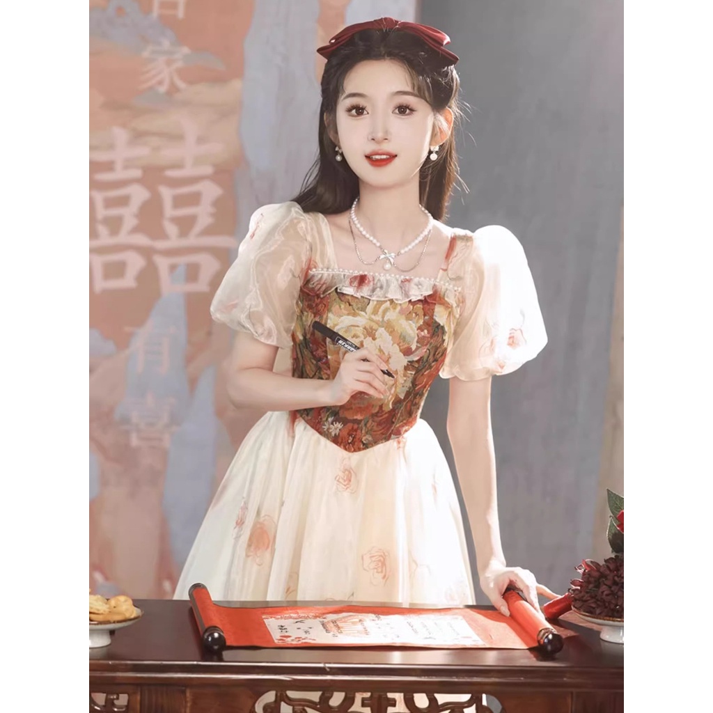 Korean Style Engagement Dress Female Bride Toast Dress French Style Light Yarn Light Luxury Wedding