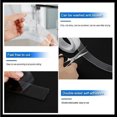 

GRATIS ONGKIR DOUBLE TAPE NANO DOUBLETAPE BENING 1M 2M 3M 5M TEBAL 2MM TRANSPARAN !!!!!!