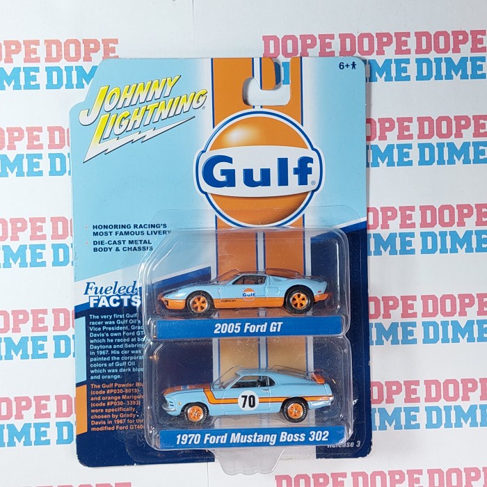 DISKON SPESIAL JOHNNY LIGHTNING GULF 2005 FORD GT & 1970 FORD MUSTANG BOSS 302 TERLARIS