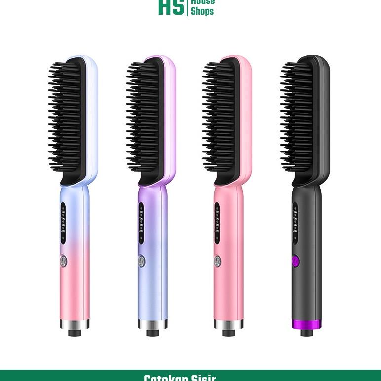 Hangyan Catokan Sisir Pelurus Rambut 2 in 1 Pelurus Rambut Wanita  Alat Catok Rambut Terbagus Penata