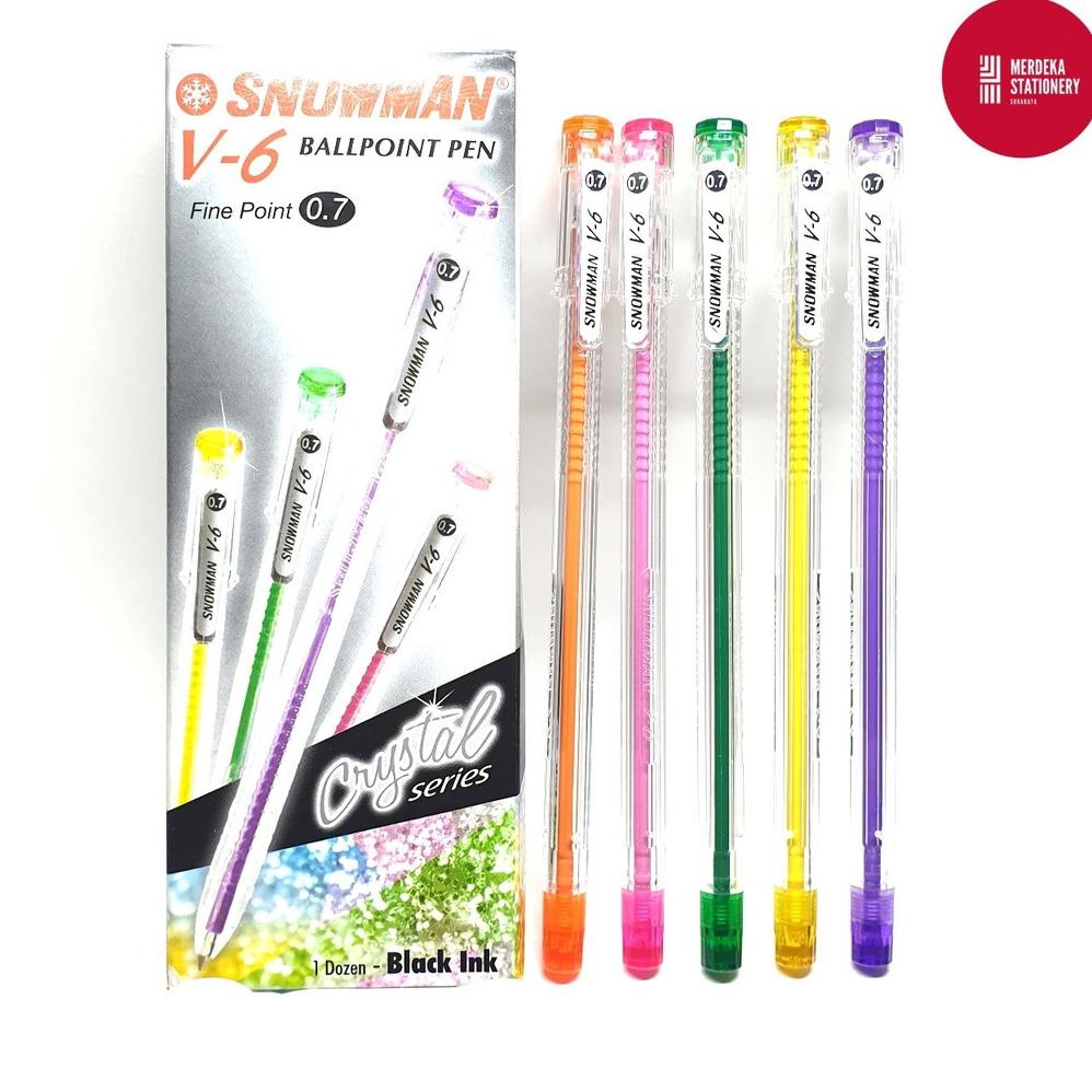 

Promo (ISI 12)Pulpen/Bolpen/Ballpoint/Ballpen Snowman V6/V-6 0.7mm(HITAM) Murah