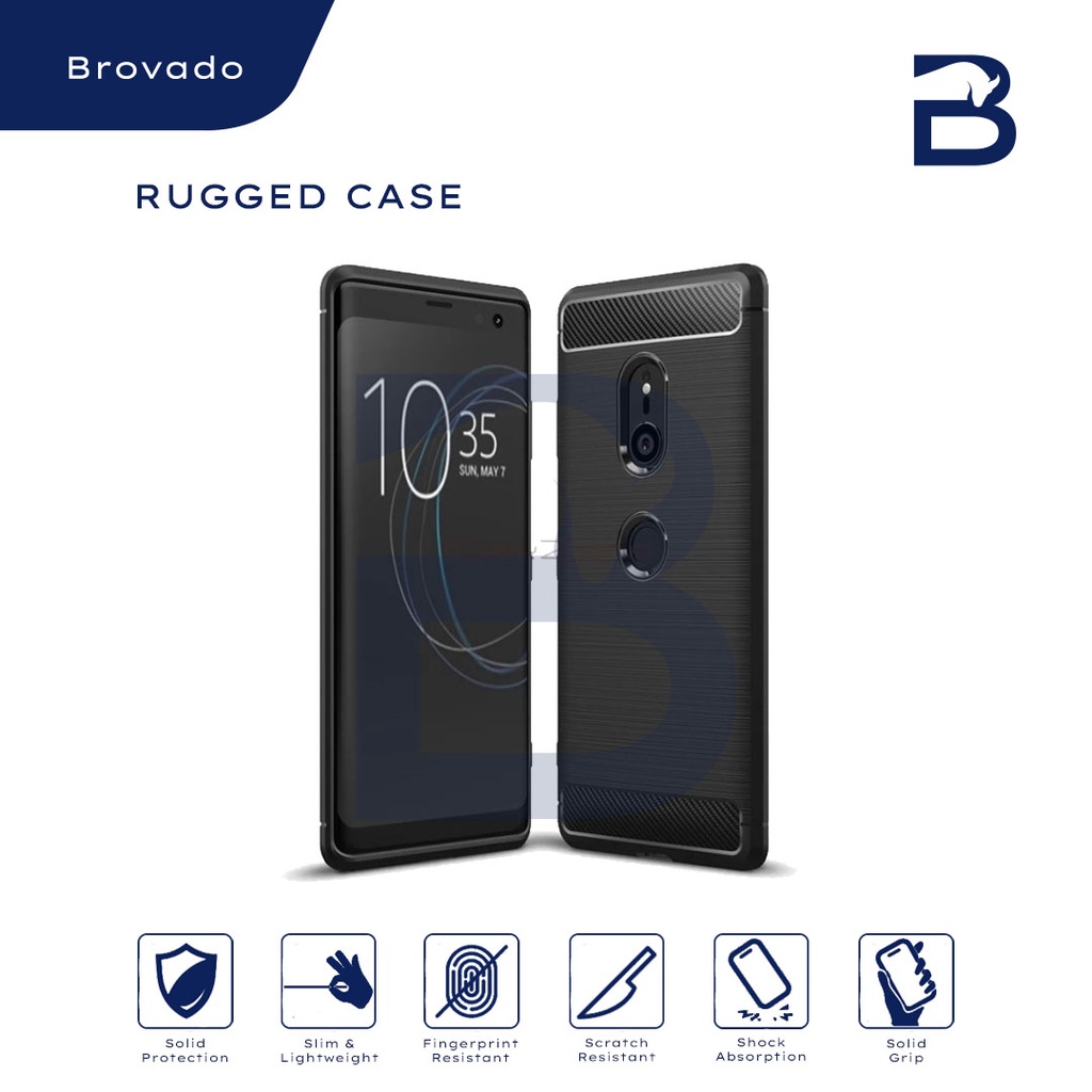 Casing Sony XZ2 Compact / XZ2 Premium Rugged Case Armor Carbon Motif Hitam