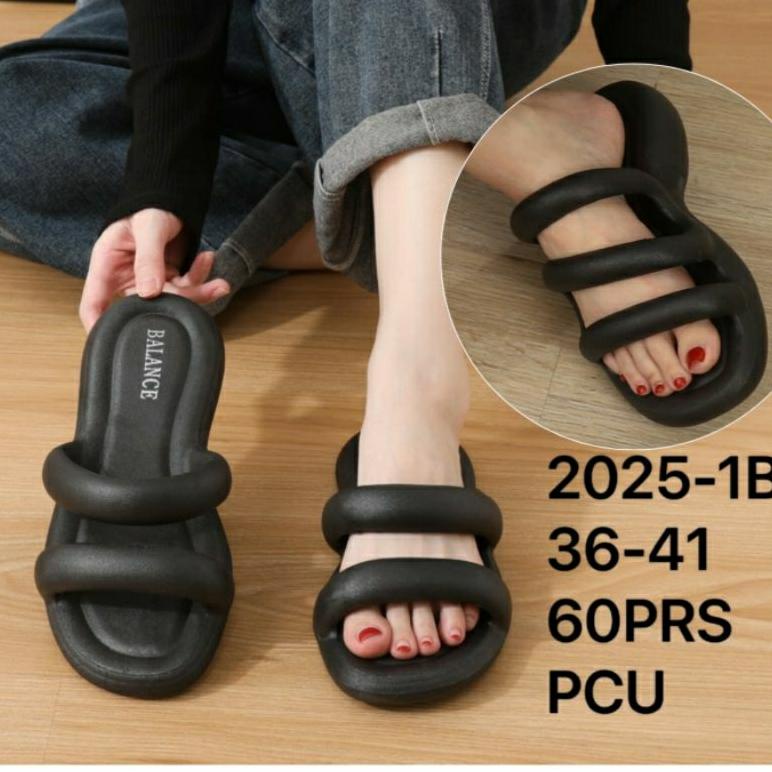 Paling Hemat 2025-1B Original Sandal Balance Selop Ban 2 Bulat Karet Jelly Wanita Flatform Import 20