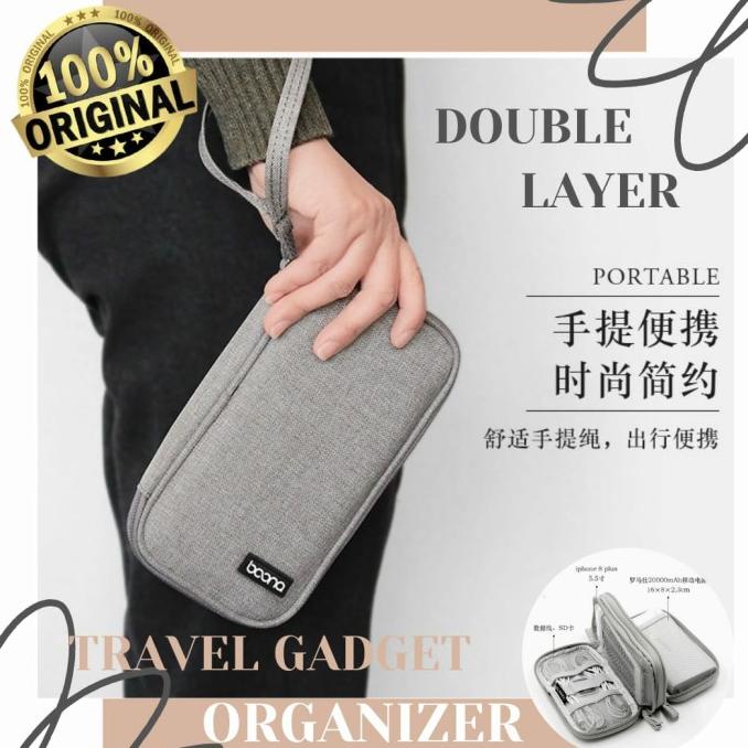 Travel Gadget Organizer Double Layer / Travel Pouch Gadget Powerbank Star Seller