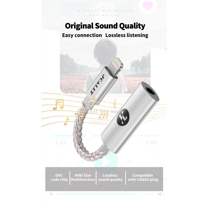 Jcally Jm7L Hires Dac Audio Digital Adapter Lightning To Ja 3.5Mm