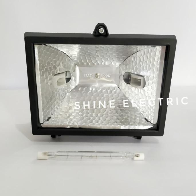 Kap Lampu Tembak Halogen 500W Sorot + Lampu Plusline Philips 500W Set Kode 487