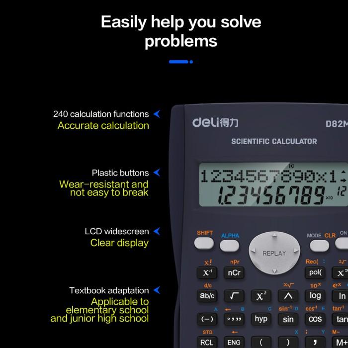 

TERLARIS - DELI ED82MS SCIENTIFIC CALCULATOR 240F 10 2 DIGITS