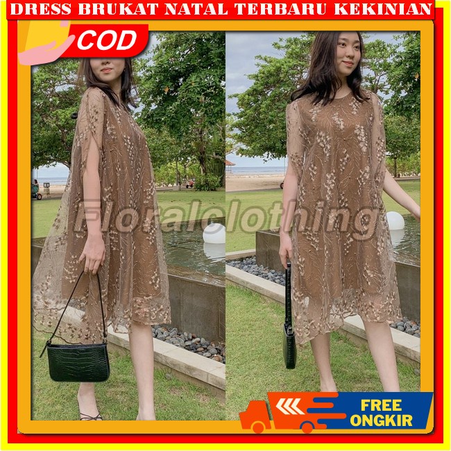 Dress Kondangan Brukat Modern Drrs Natal Dewasa Dresss Natalan Dres Brukat Kondangan Mewah Elegan Kn