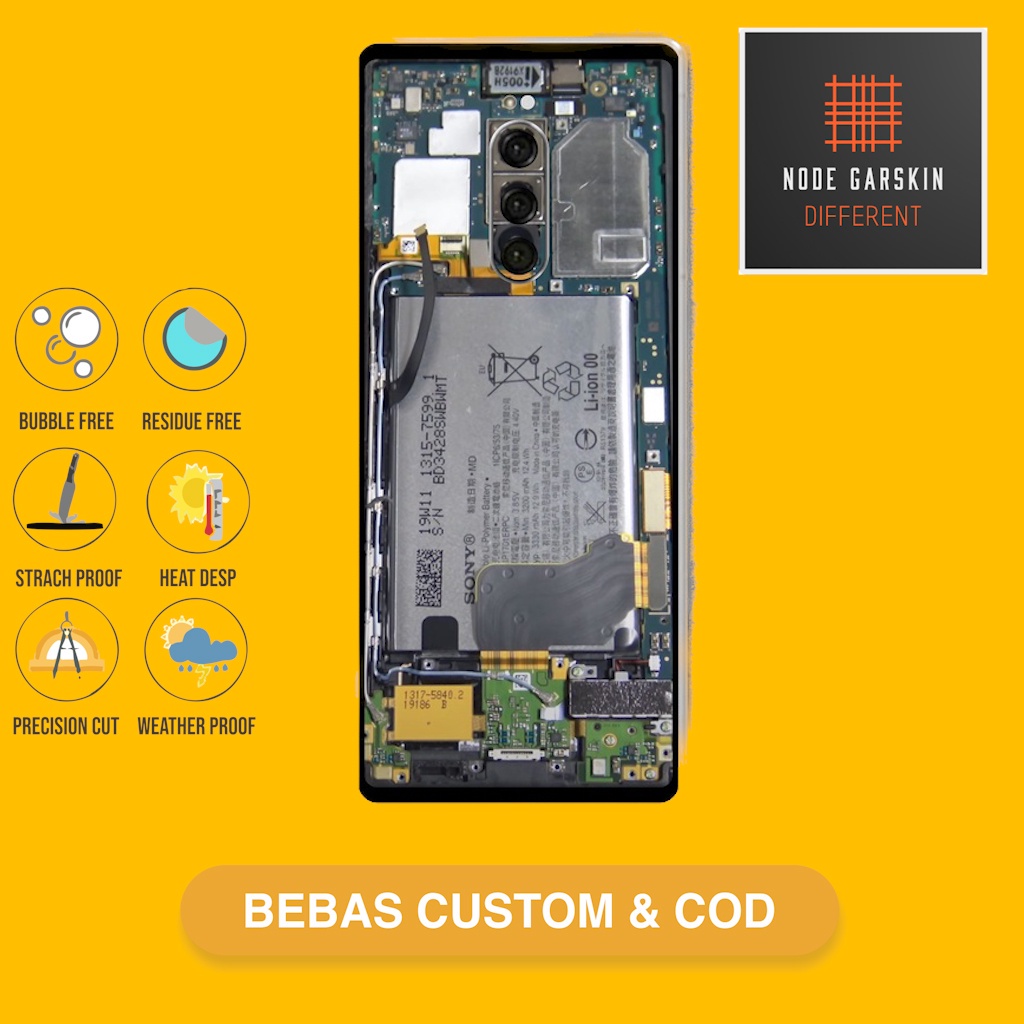 Garskin Skin Vinyl Xperia 1 Back only - Bisa Custom - mesin teardown Case Sticker Protector