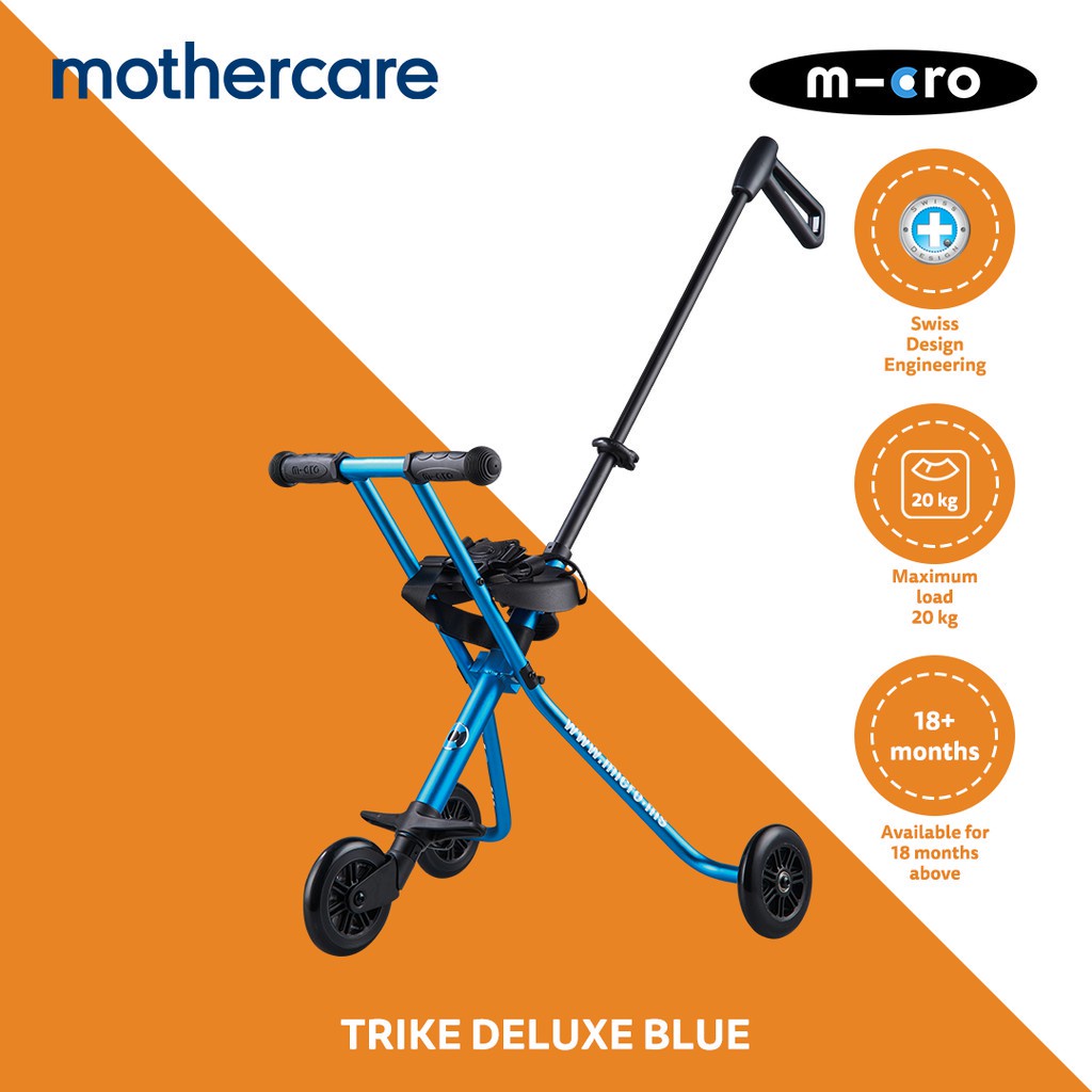 Micro Trike Deluxe Blue - Sepeda Dorong Stroller Anak Bayi