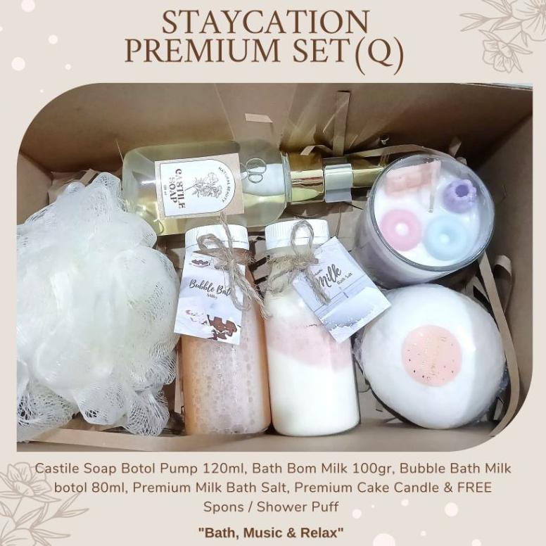 Set Hampers STAYCATION / HONEYMOON MANDI SUSU / Premium Milk Bath / Milky Bath Salt / Bath Bom Milk 