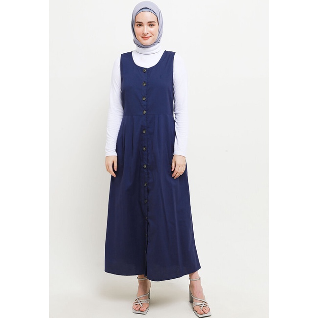 Gamis Cressida Ladies Original Wanita Pakaian Muslim Warna Navy Biru Dongker 100% Ori Kekinian Maqee
