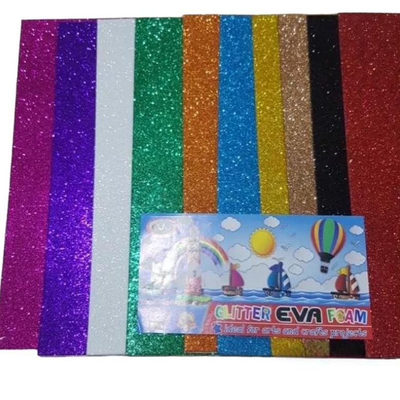 

Berkualitas! Foam art busa lembaran glitter A4 10pcs .,