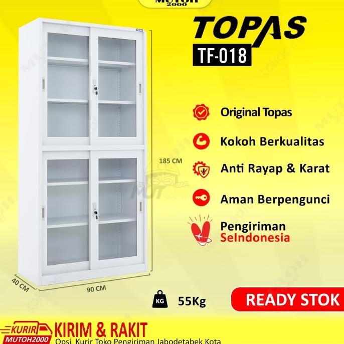 

[ Megaelektro99 ] Topas Tf-018 Lemari Arsip Besi 4 Pintu Sliding Kaca Berkualitas