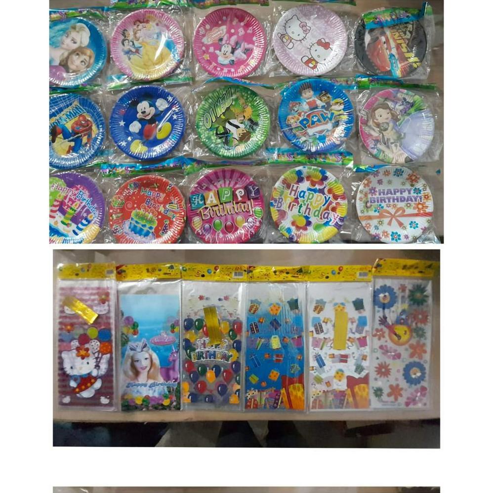 

Piring kertas ulang tahun diameter 14 cm isi 10pcs & plastik bingkisan snack uk.18x36cm