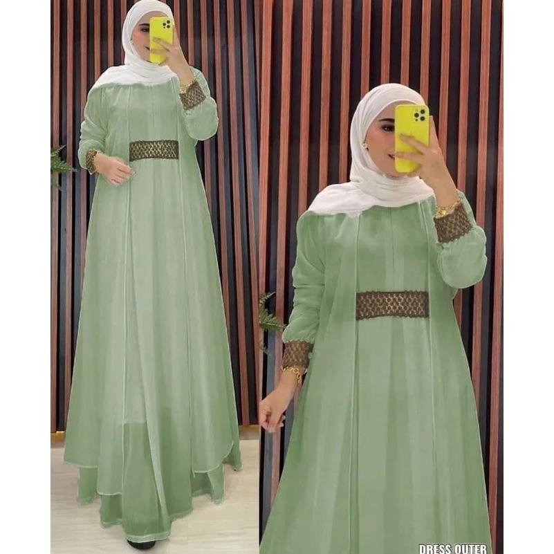 Sale Cod Hilya Dress Ceruty Babydoll Mix Brukat / Gamis Kondangan Jumbo M L Xl Xxl Ld 100 105 110 11