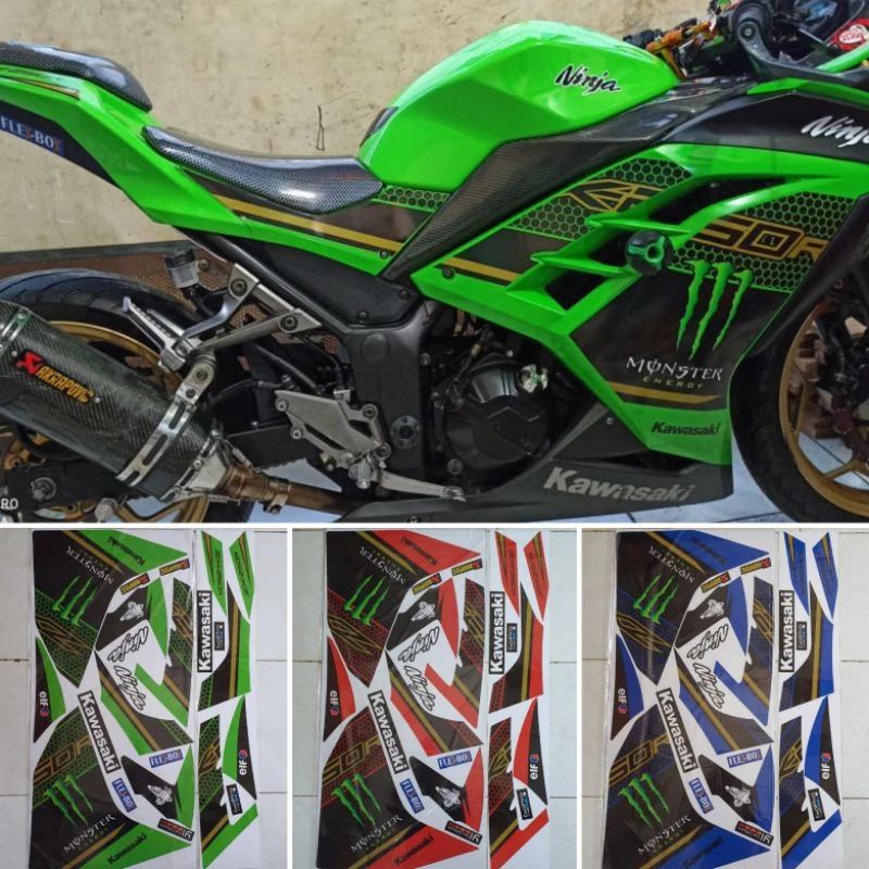 stripping lis sticker Decal variasi kawasaki ninja 250 fi motif monster gravis stripping Decal varia