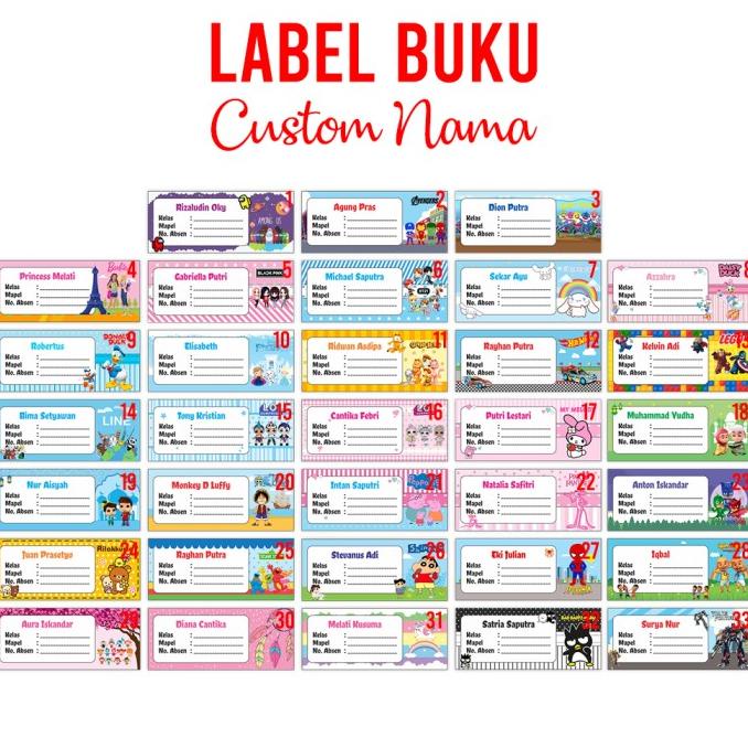 

*#*#*#] Custom Label Book Sticker Nama Buku Jadwal Pelajaran Sekolah Anak