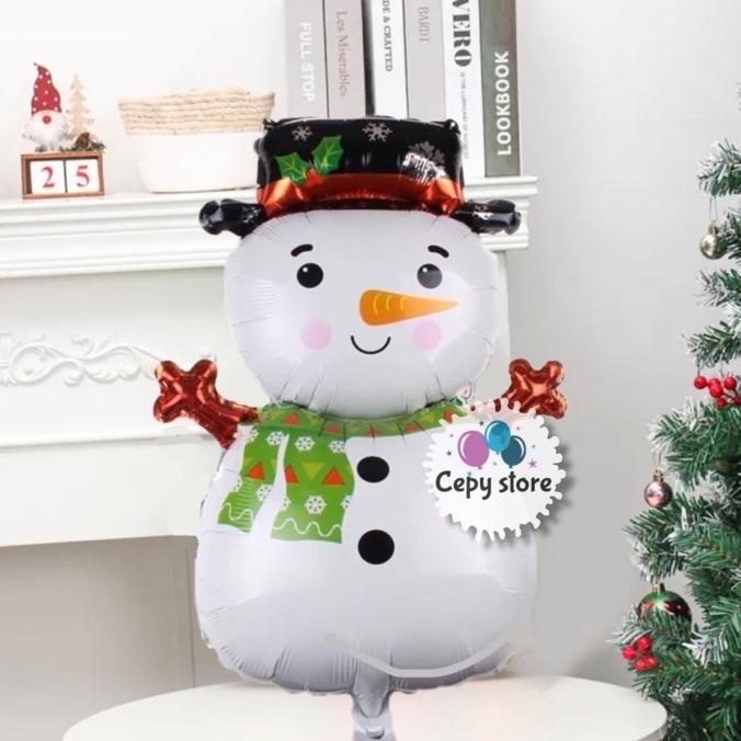 %%%%] Balon Foil Snowman / Balon Natal / Balon Xmas Boneka Salju Topi
