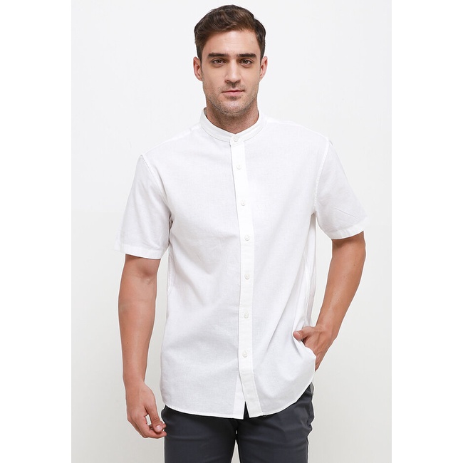 Kemeja Giordano Original Pria Baju Regular fit Ori 100% Trendy Men's Short Sleeve Linen Cotton Shirt
