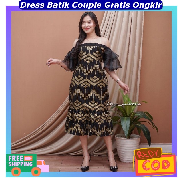 Dres Batik Wanita Modern Elegan Dress Natal Cople Keluarga Dres Natalan Deres Chritsmas Wanita Eleja