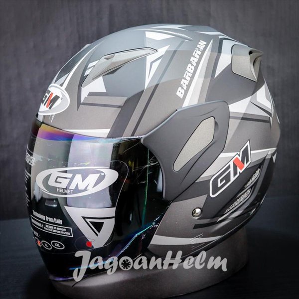 Gm Helm Fighter Barbarian Black Silver Doff Single Visor