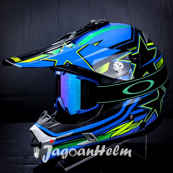 Zeus Helm Cross Zs951-Black Rr20 Blue- Cross Trail- Goggle