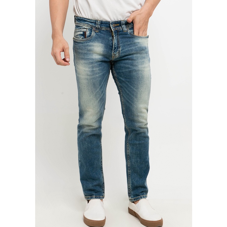 Celana Jeans Lois Original Pria Denim Material katun kombinasi tidak transparan, tebal dan stretchable Asli Fashion Slim Stretch Long Pants Cowok Casual