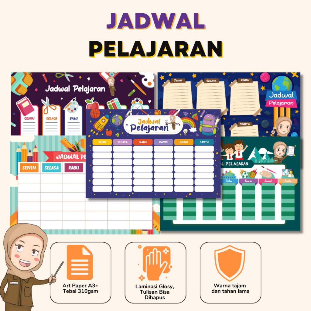 

Bu Guru Ria - Poster Jadwal Pelajaran Yang Bisa di Hapus & Digunakan Berkali-kali
